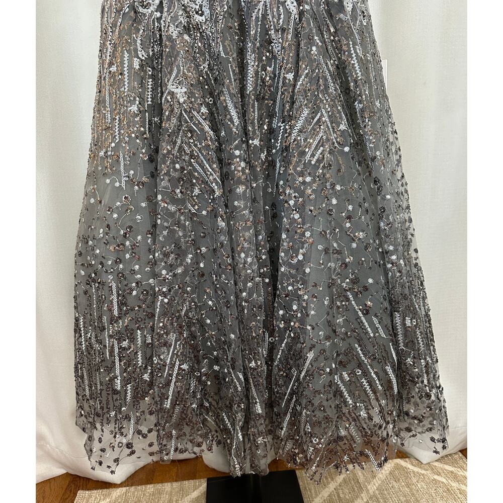 Mac Duggal Embellished Butterfly Fit Flare Tea-Length Dress Gray 20392 Sz 10 NWT - Picture 8 of 16